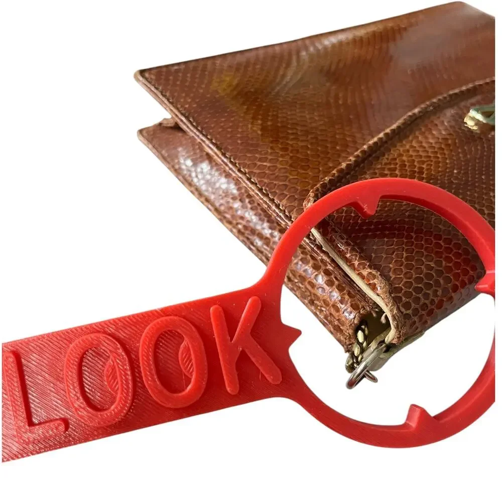 8 x 5 Vintage Genuine Snake Skin Tan Womens Clutch Handbag Almond Brown